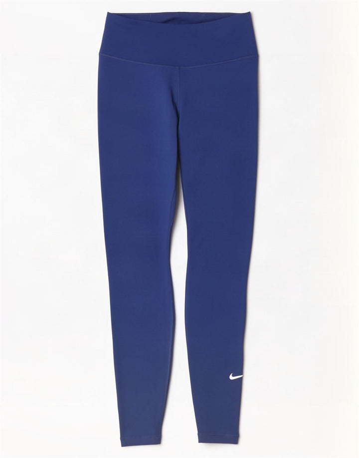 Legginsy damskie Nike UK 8, małe, granatowe, poliestrowe
