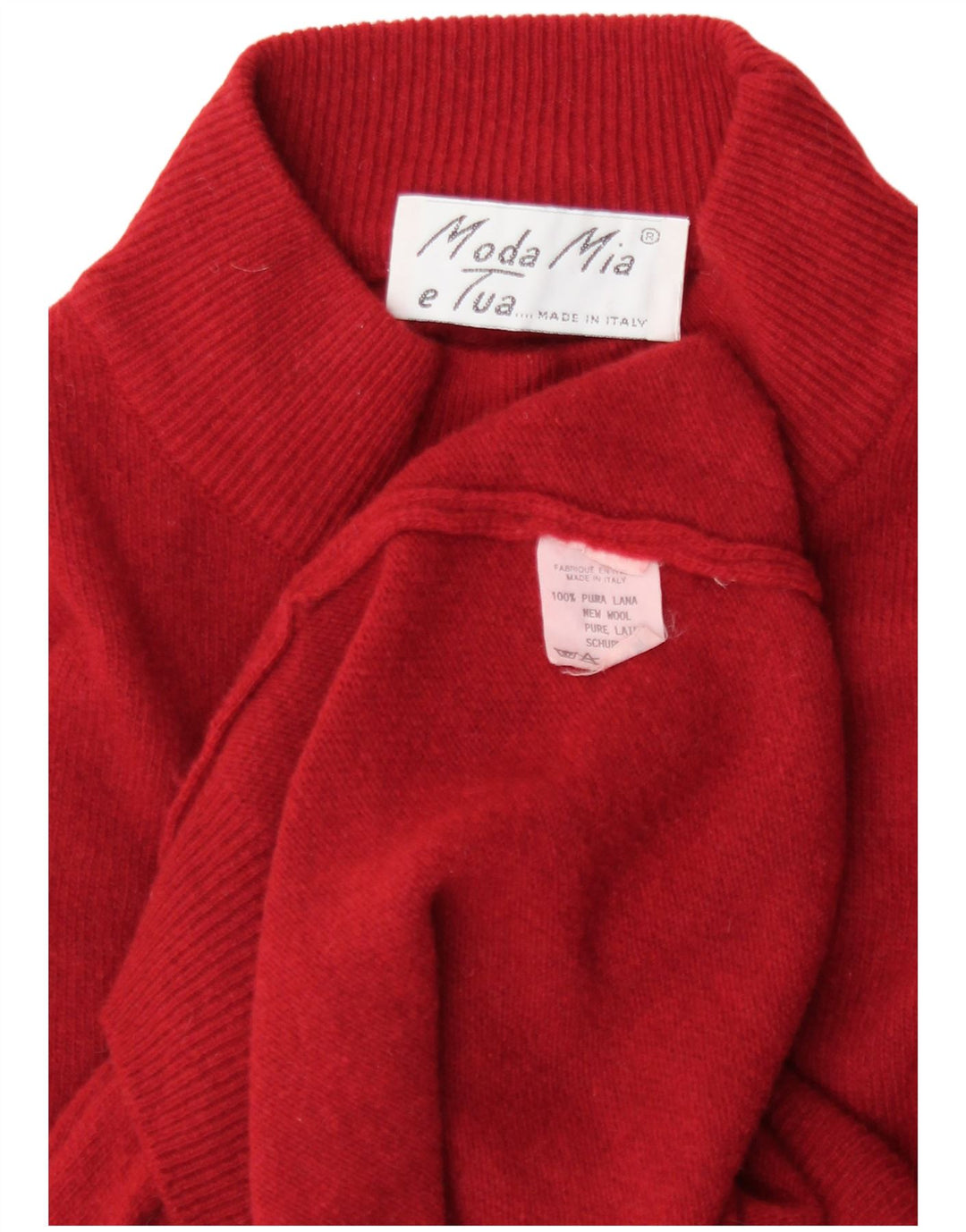 Sweter damski w stylu vintage z golfem UK 18 XL, czerwona nowa wełna