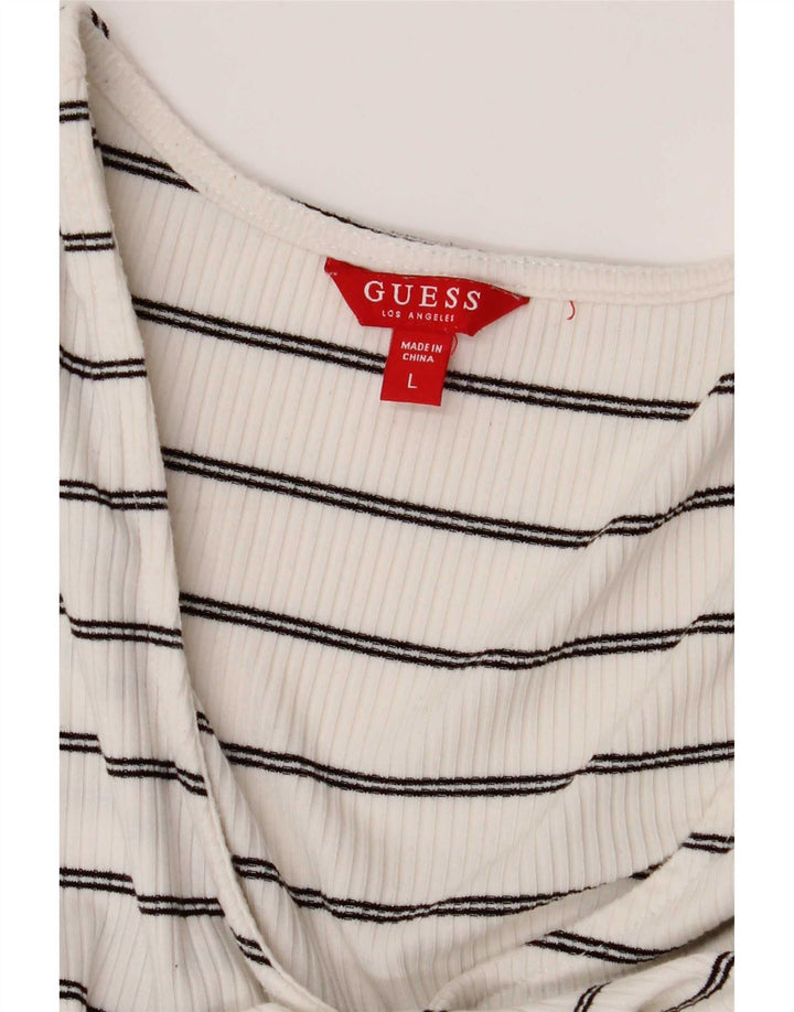 Guess Top damski z długim rękawem UK 14, duże, białe paski