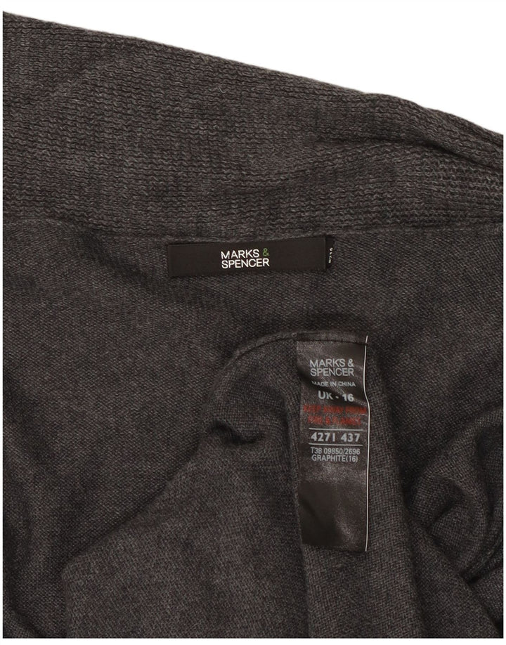 Marks & Spencer Damski długi sweter rozpinany UK 16, duży, szary