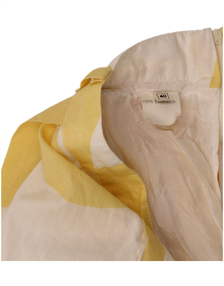 Damska spódnica w kształcie litery A VINTAGE EU 40 Medium W28 Żółta geometryczna bawełna