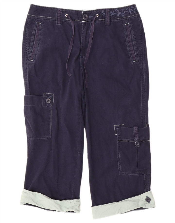 EDDIE BAUER Womens Cargo Trousers US 6 Medium W32 L21 Navy Blue Floral