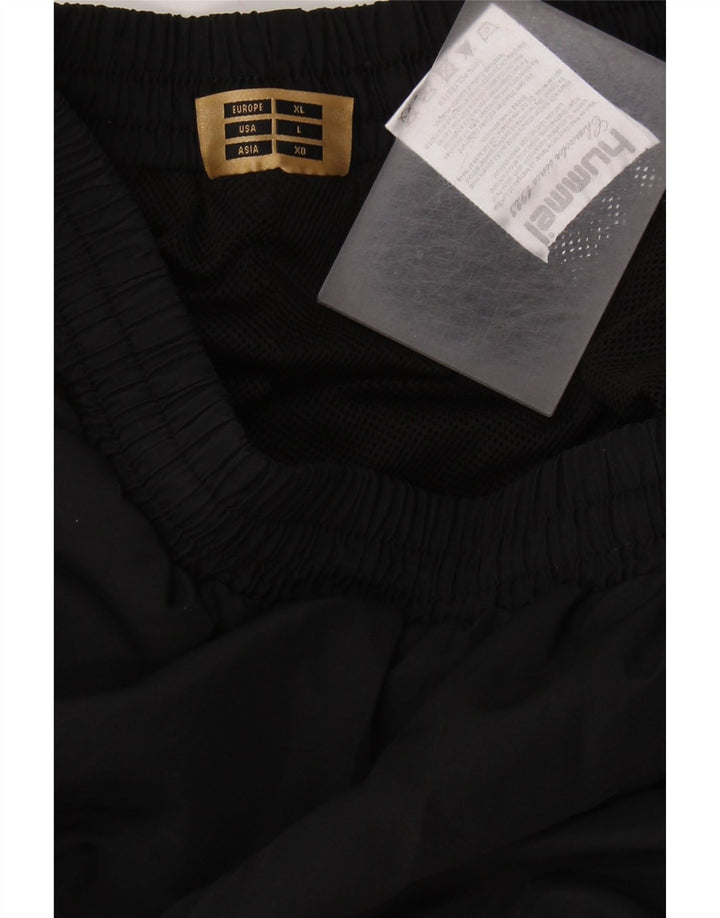 Męskie spodnie dresowe HUMMEL z grafiką, duże, czarne, poliestrowe