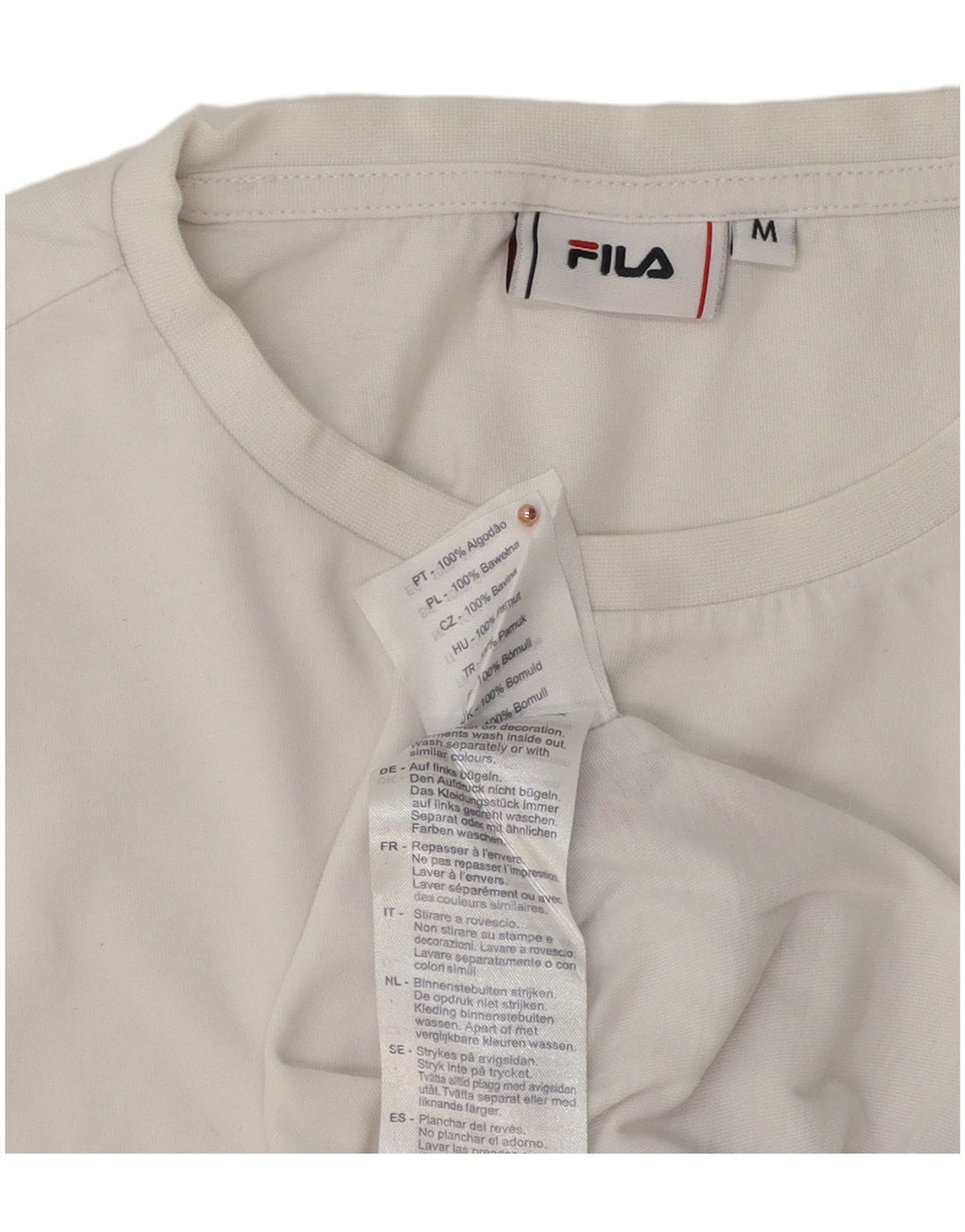 Męska koszulka z grafiką Fila Top, średnia biała bawełna