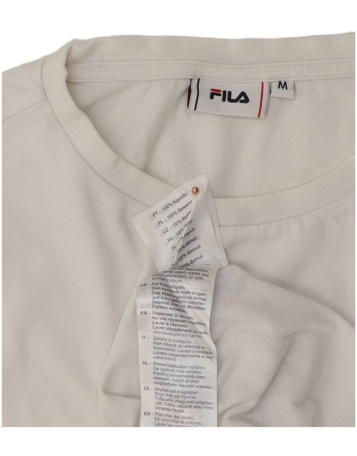 Męska koszulka z grafiką Fila Top, średnia biała bawełna
