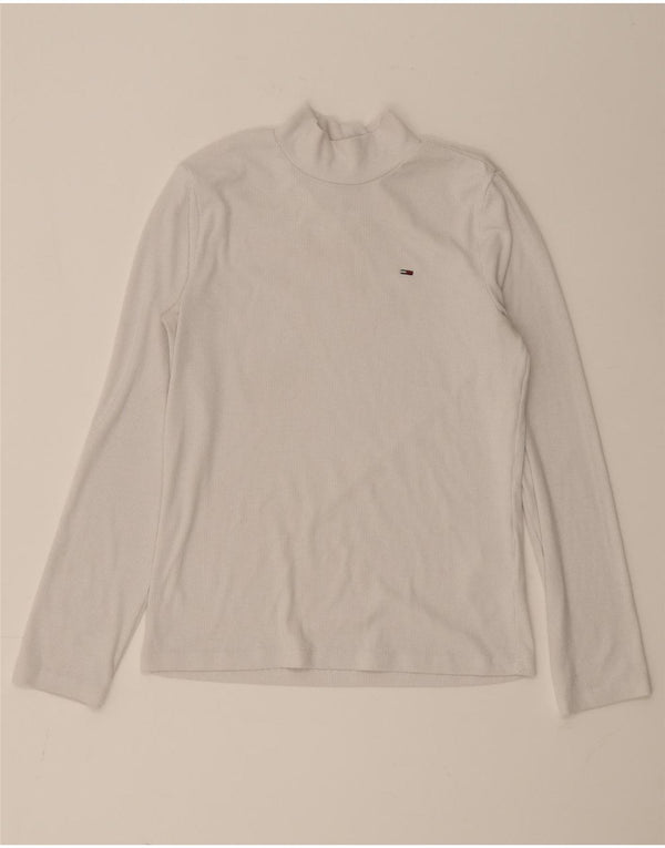 Damski top Tommy Hilfiger z długim rękawem UK 12, średni biały poliester