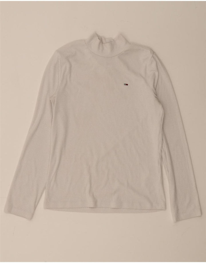 Damski top Tommy Hilfiger z długim rękawem UK 12, średni biały poliester
