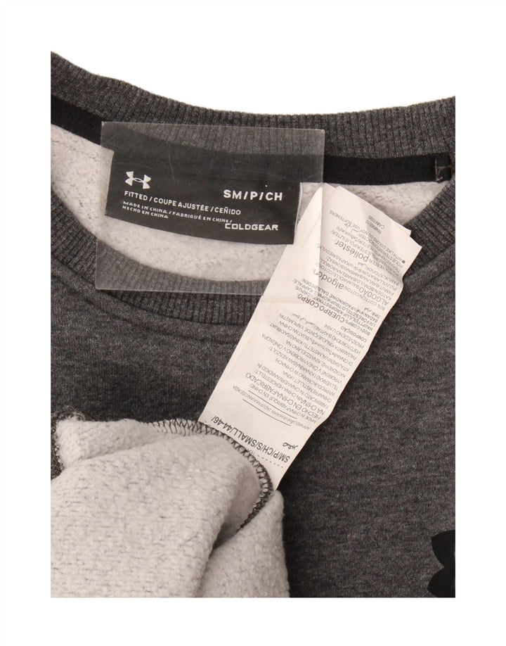 UNDER ARMOUR Mens Cold Gear Sweatshirt Jumper Small Grey Cotton