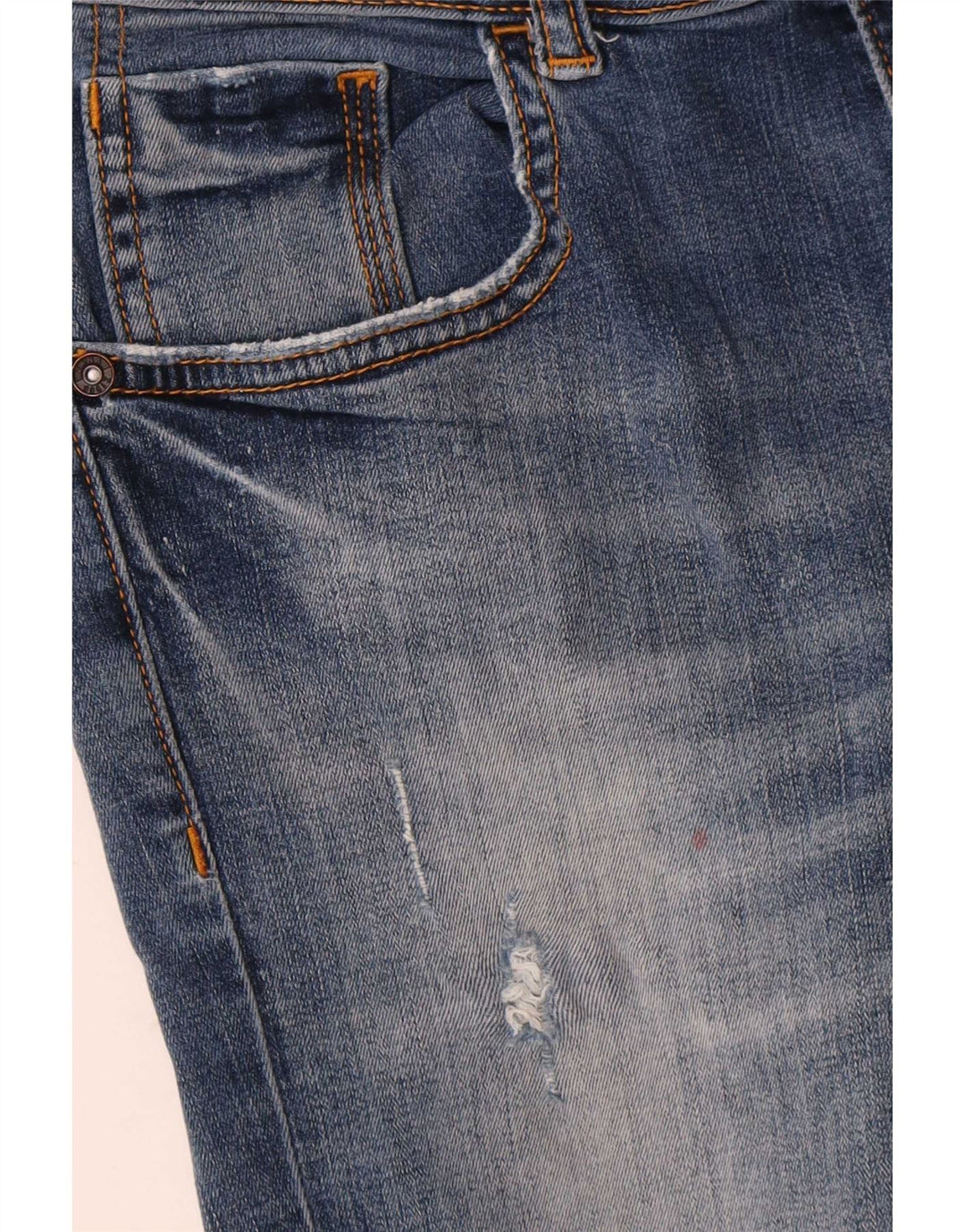 Damskie jeansy rurkowe Zara w trudnej sytuacji W28 L27 niebieskie
