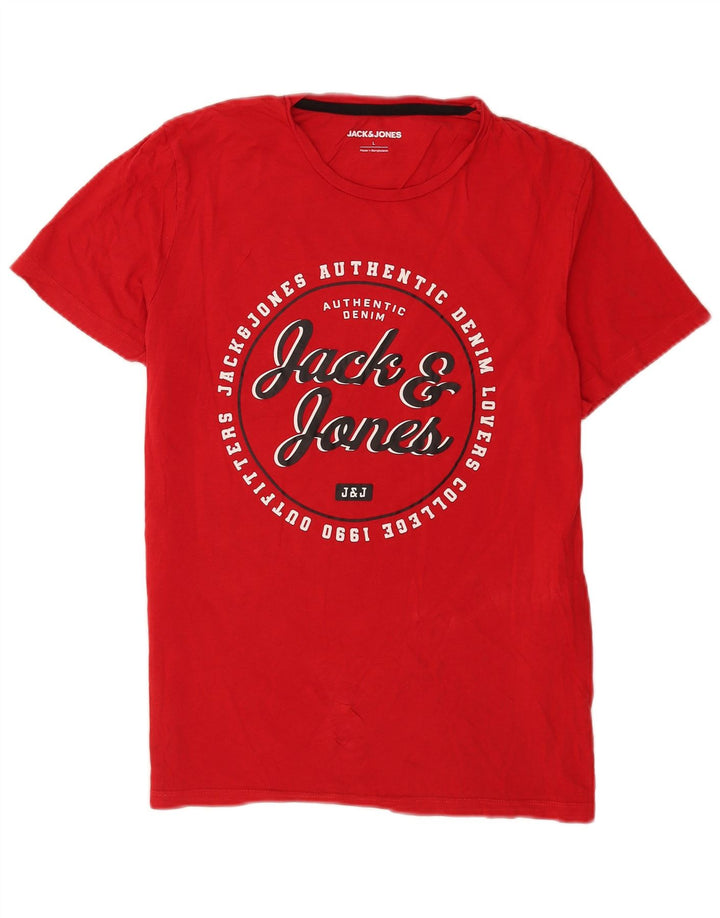 Męski T-shirt Jack & Jones Regular Graphic Top, duży, czerwony, bawełniany