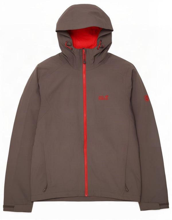 Jack Wolfskin Mens Hooded Windbreaker Jacket UK 36/38 Medium Grey Polyester