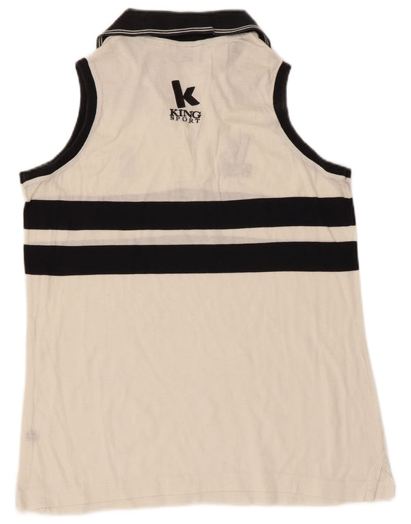 Damska koszulka polo bez rękawów Nike Graphic UK 10, mała, biała, z blokami kolorów