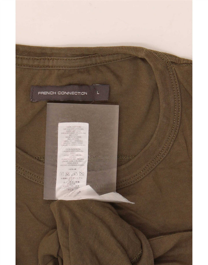 T-shirt męski French Connection, duży, bawełniany khaki z blokami kolorów