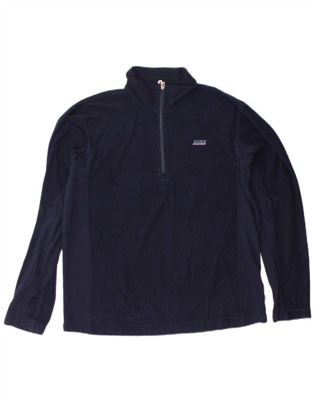 ASICS Mens Zip Neck Fleece Jumper Medium Navy Blue