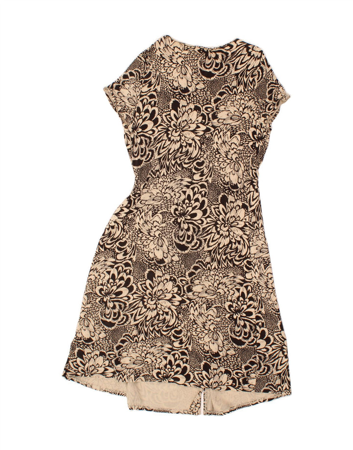 FENN WRIGHT MANSON Womens Wrap Dress UK 16 Large Beige Floral Viscose Vintage Fenn Wright Manson and Second-Hand Fenn Wright Manson from Messina Hembry 