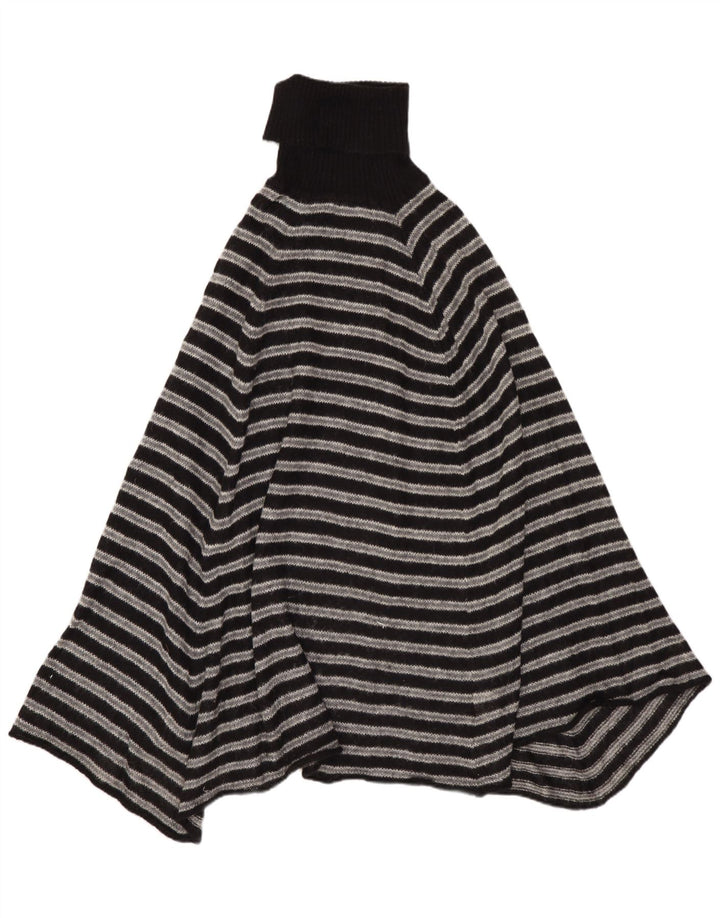 Damski sweter poncho Benetton z wywijanym dekoltem, jeden rozmiar, szare, akrylowe paski