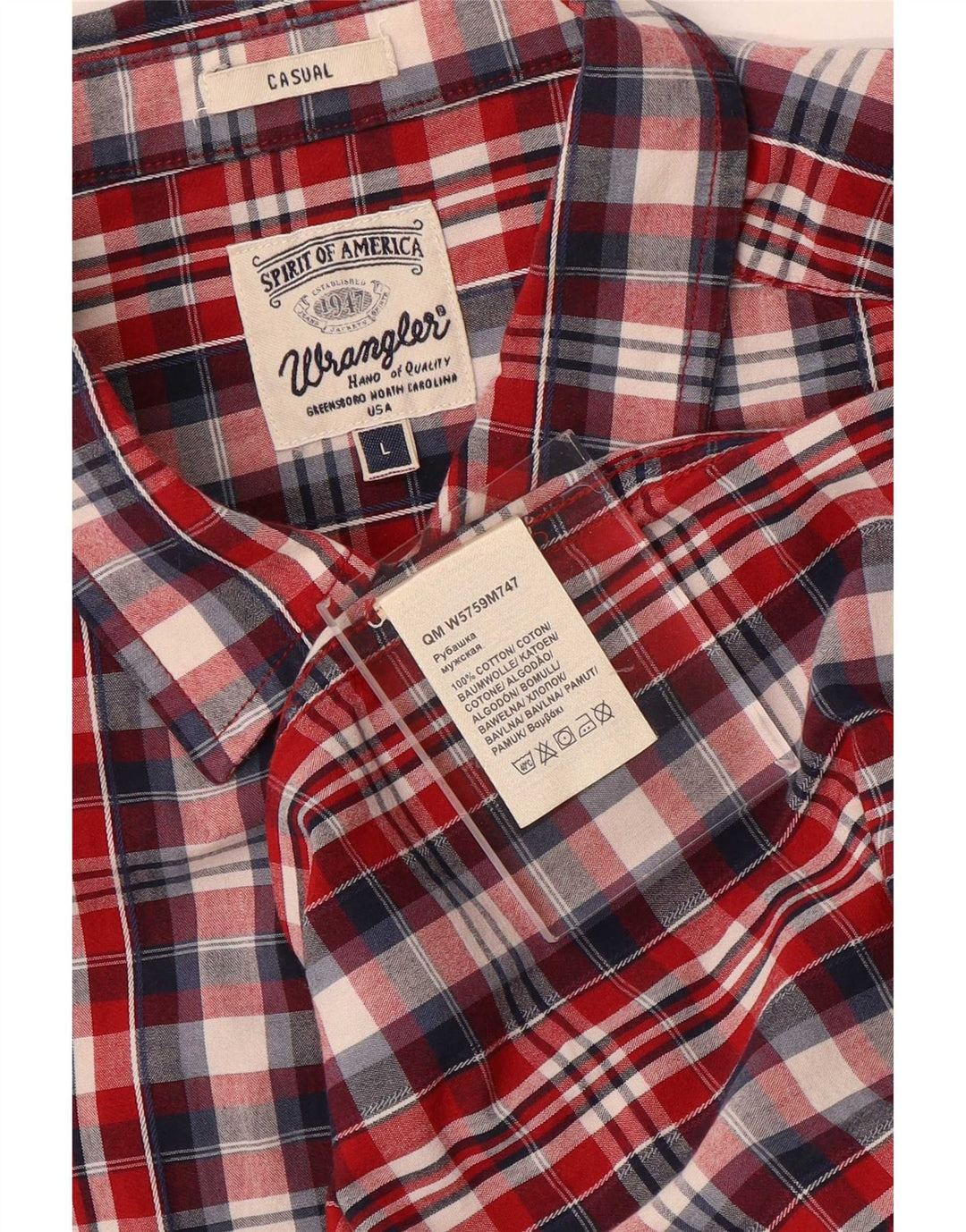 Koszula męska Wrangler, duża, bawełniana w czerwoną kratę