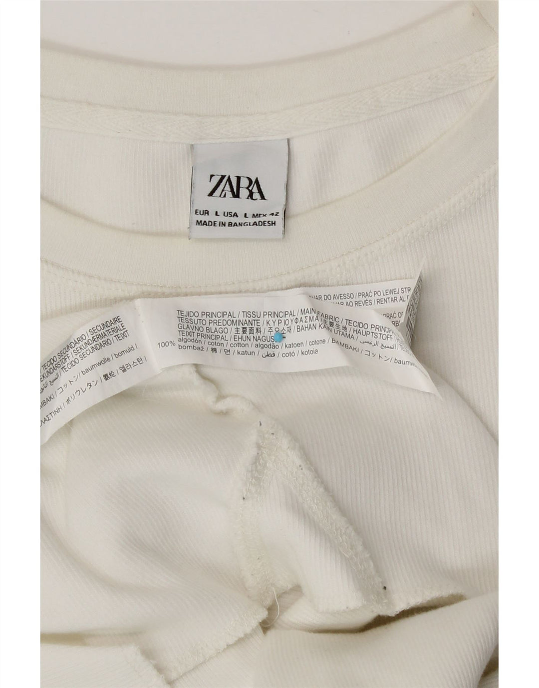 Męski top Zara z długim rękawem, duży, biały, bawełniany