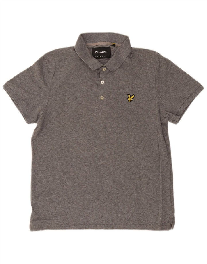 Męska koszulka polo Lyle & Scott, średnia szara bawełna w cętki