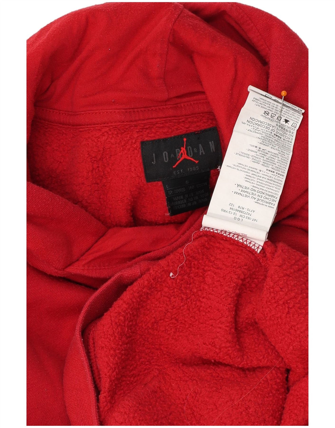 Chłopięcy sweter z kapturem JORDAN 12-13 lat, duży, czerwony, bawełniany