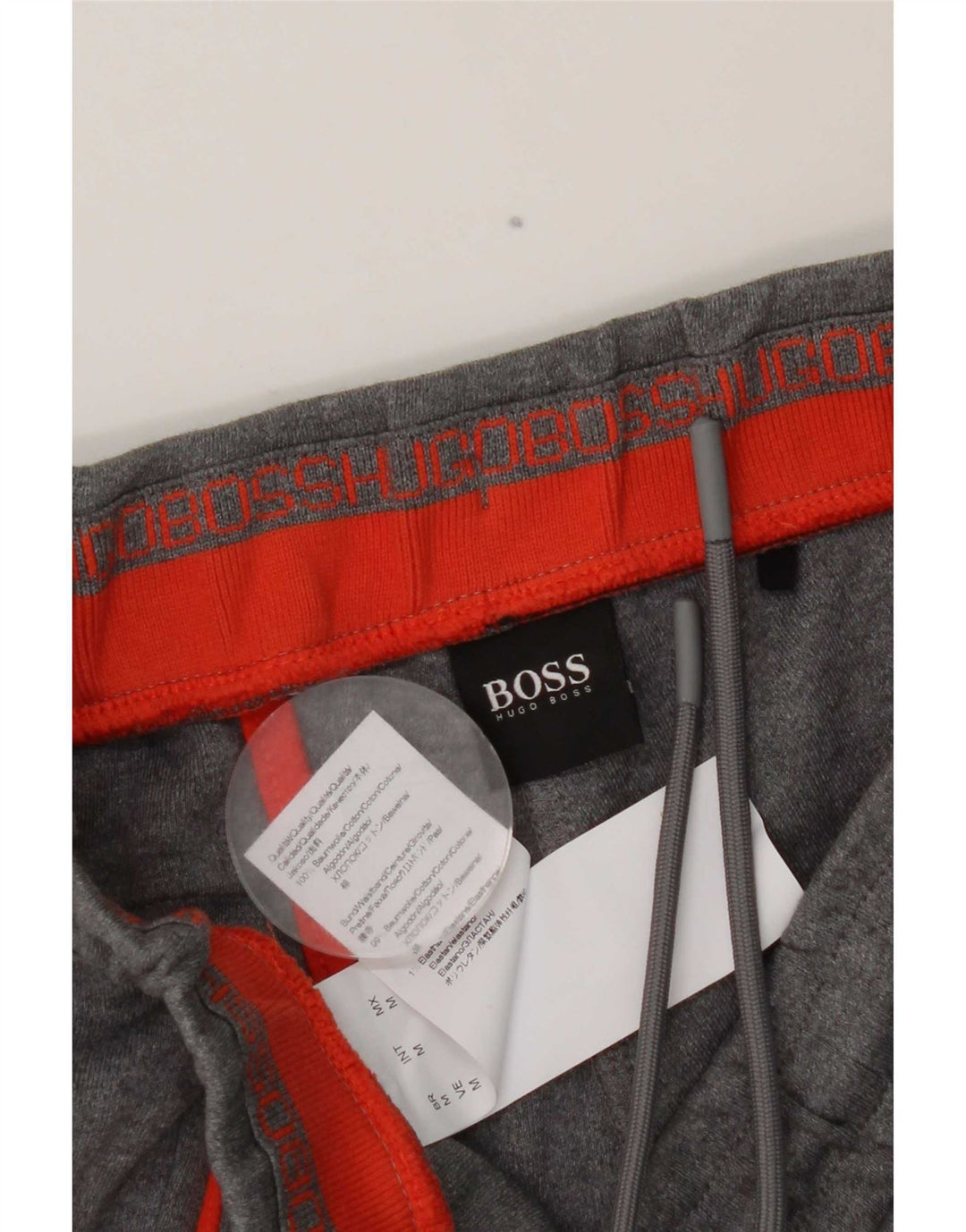 Męskie spodnie dresowe Hugo Boss z grafiką, średnioszare, bawełniane