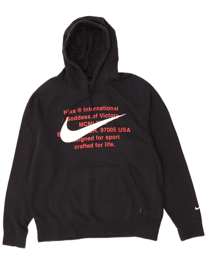 Męski sweter z kapturem Nike Graphic o regularnym kroju, duży, czarny, bawełniany
