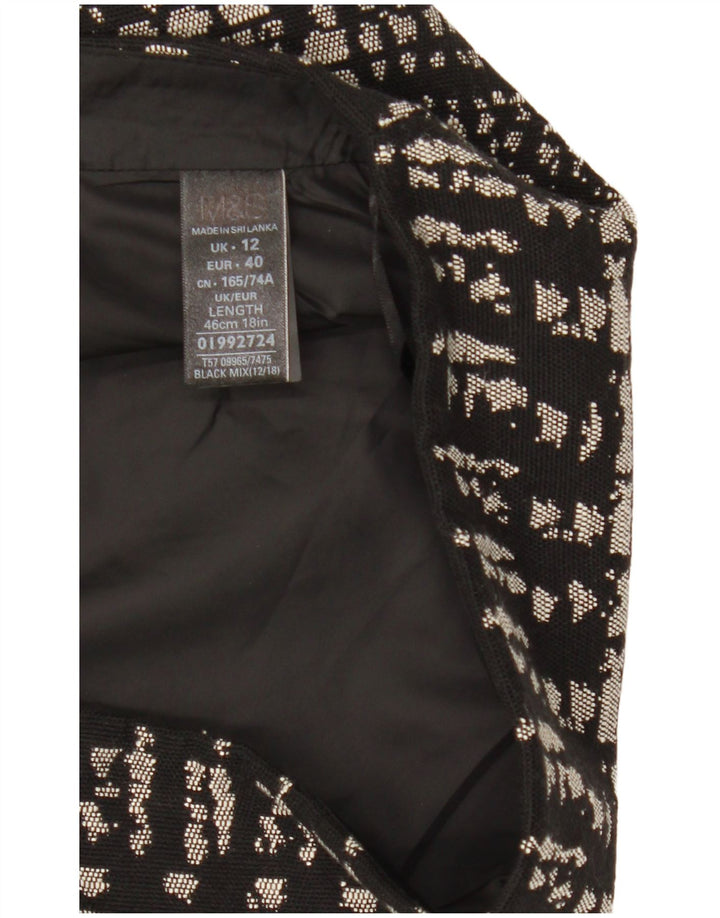 Marks & Spencer Damska spódnica mini UK 12 Medium W31 Czarna geometryczna bawełna