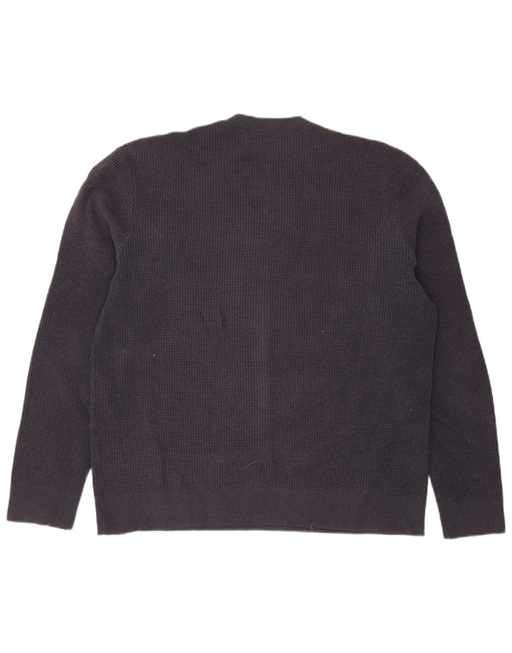 Marks & Spencer Męski sweter z okrągłym dekoltem, duży, granatowy, poliester