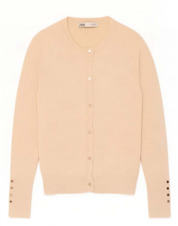 Sweter damski Zara Cardigan UK 12 Średni Beżowy Wiskoza