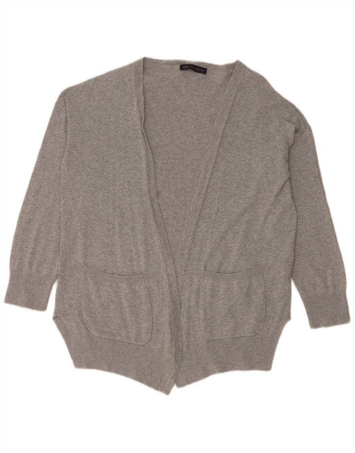 Marks & Spencer Damski sweter oversize z otwartym kardiganem, UK 14, średni szary
