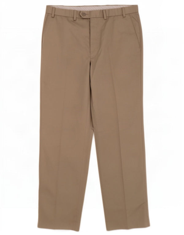 Męskie spodnie garniturowe Marks & Spencer Blue Harbor Straight W36 L33 Beżowe