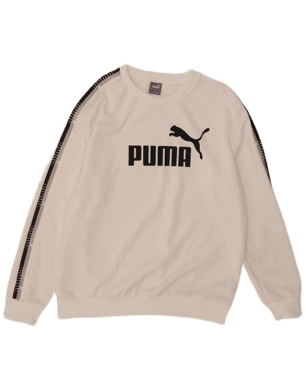 Męska bluza z grafiką Puma, duża, biała, poliestrowa