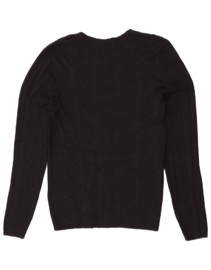Sweter damski Marks & Spencer z dekoltem w kształcie litery V, UK 12, średni czarny wiskoza