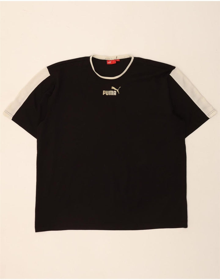 PUMA Mens T-Shirt Top XL Black Colourblock Vintage Puma and Second-Hand Puma from Messina Hembry 