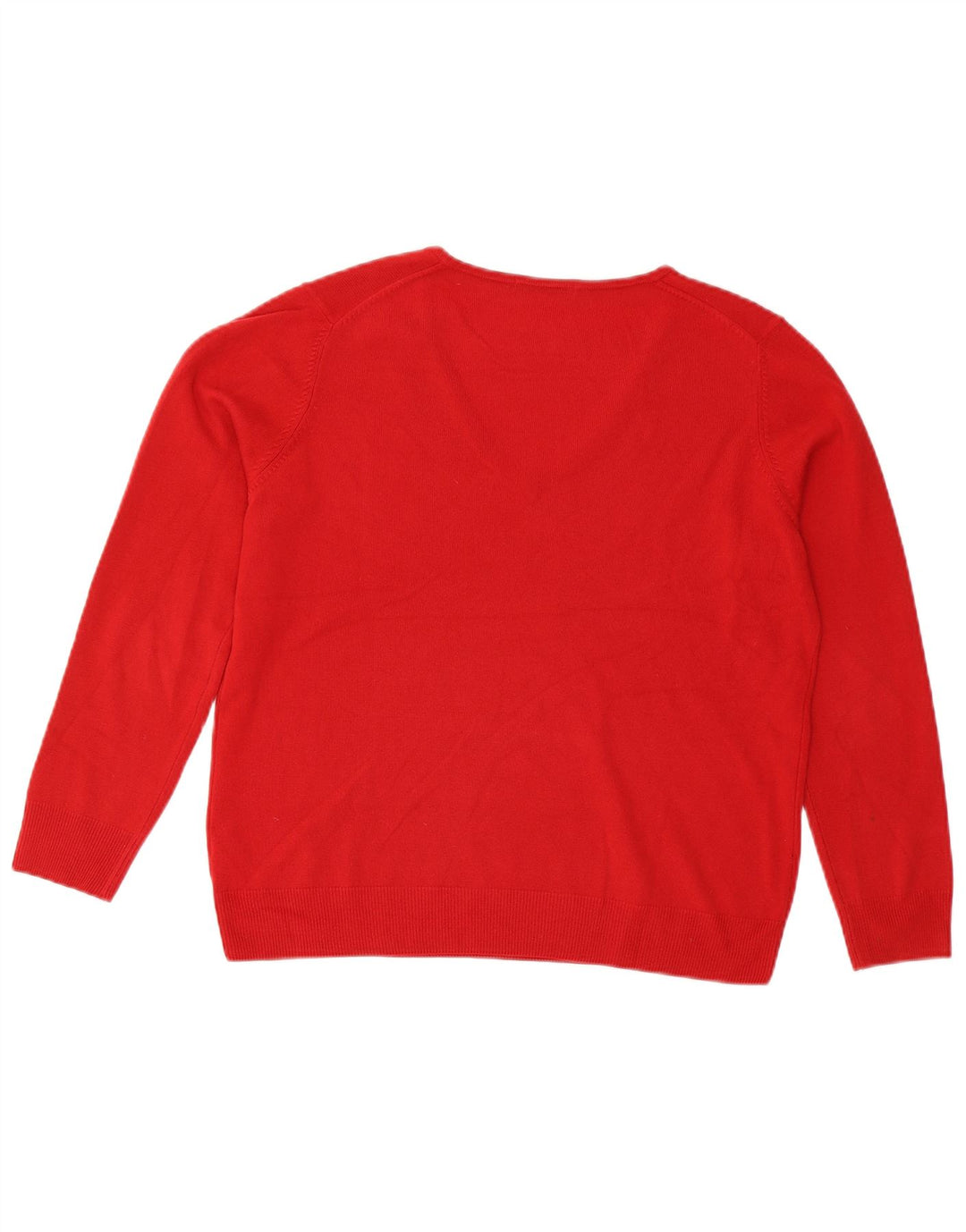 Marks & Spencer Damski sweter z dekoltem w kształcie litery V, UK 16, duży, czerwony akryl