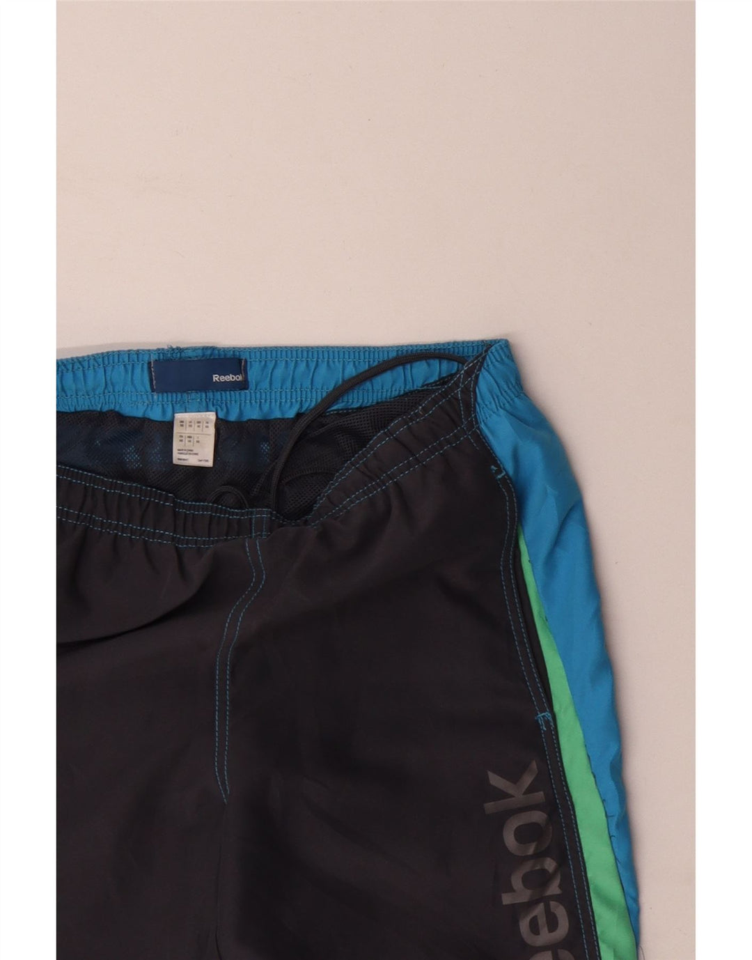 Męskie spodenki kąpielowe REEBOK XS z grafiką, szare, z blokami kolorów