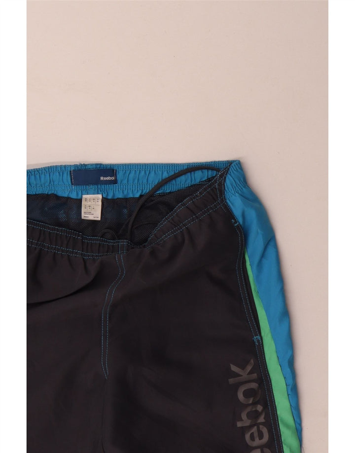 Męskie spodenki kąpielowe REEBOK XS z grafiką, szare, z blokami kolorów