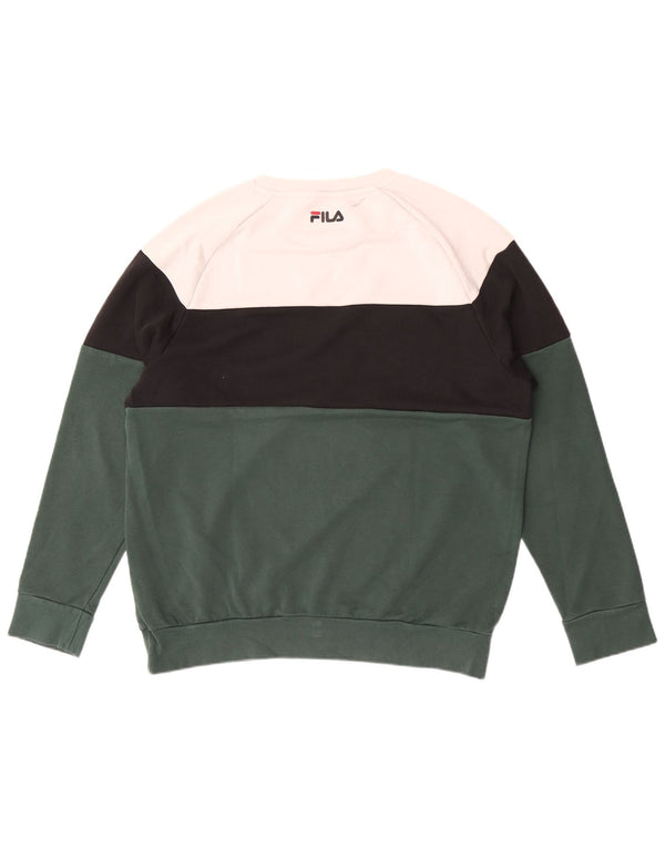 Męska bluza z grafiką Fila XL, zielona, z blokami kolorów