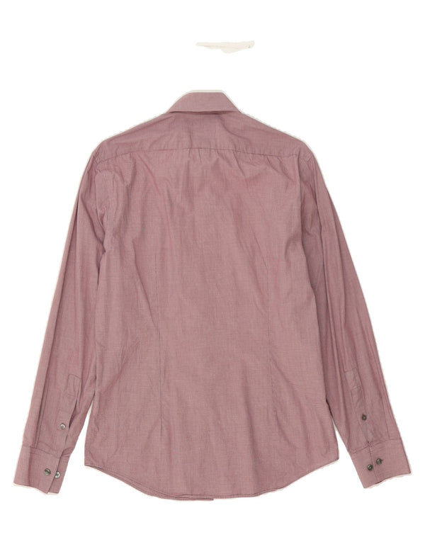 CALVIN KLEIN Mens Slim Fit Shirt UK 38 Medium Pink Pinstripe Cotton