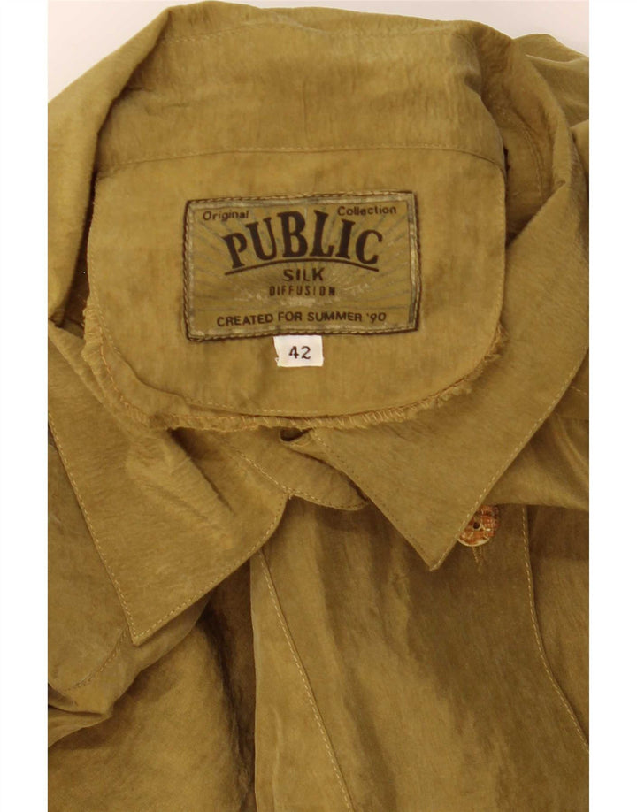 Publiczna damska bluzka koszulowa oversize EU 42, duża, khaki, jedwabna