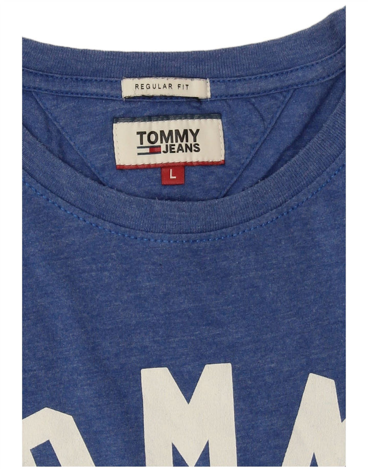 Męski T-shirt z grafiką o regularnym kroju Tommy Hilfiger, duży, niebieski poliester