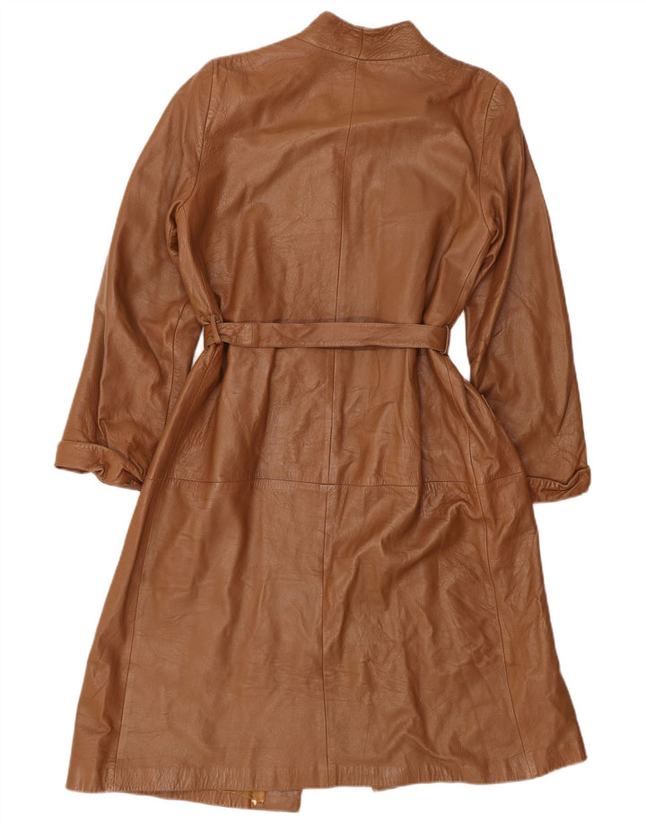Vintage damski płaszcz skórzany oversize IT 40 Small Brown
