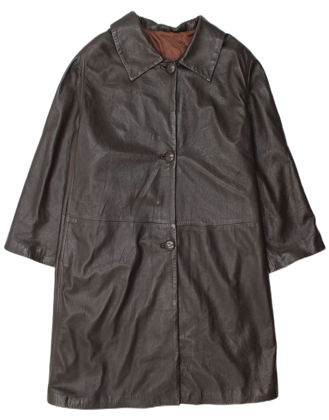 Conbipel damski płaszcz skórzany oversize IT 48 XL brązowa skóra