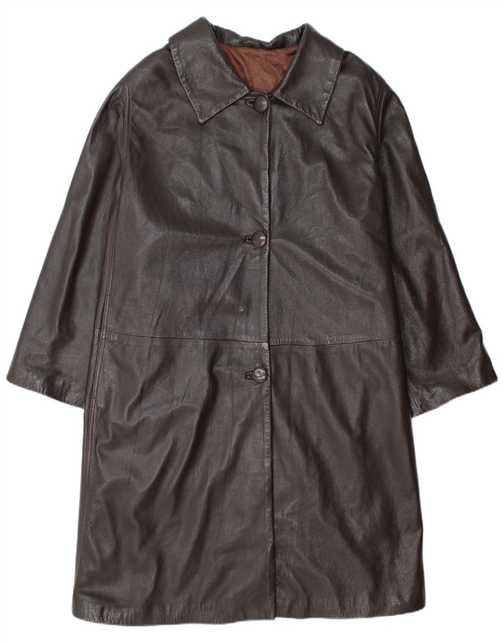 Conbipel damski płaszcz skórzany oversize IT 48 XL brązowa skóra