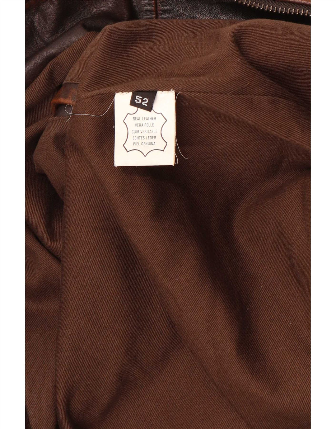 Męska kurtka skórzana typu bomber w stylu vintage IT 52, duża brązowa
