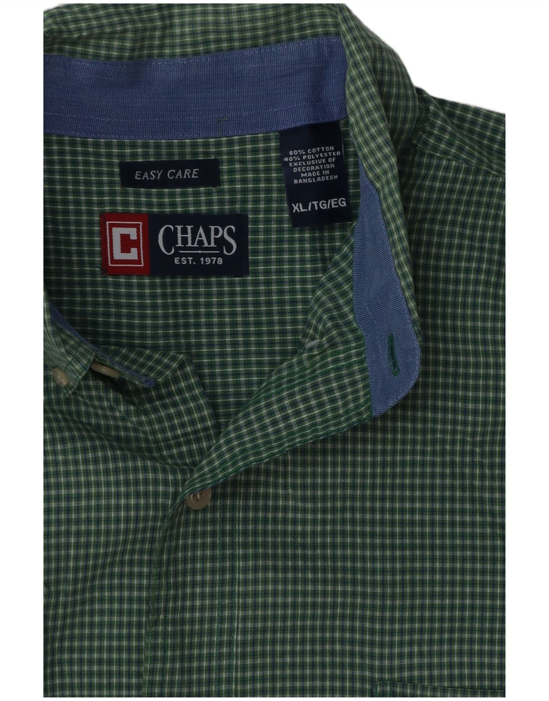 Koszula męska Chaps Easy Care XL, bawełniana w zieloną kratkę