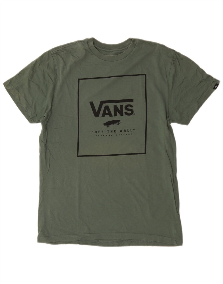 Męski T-shirt Vans o dopasowanym kroju z grafiką, średni zielony, bawełniany