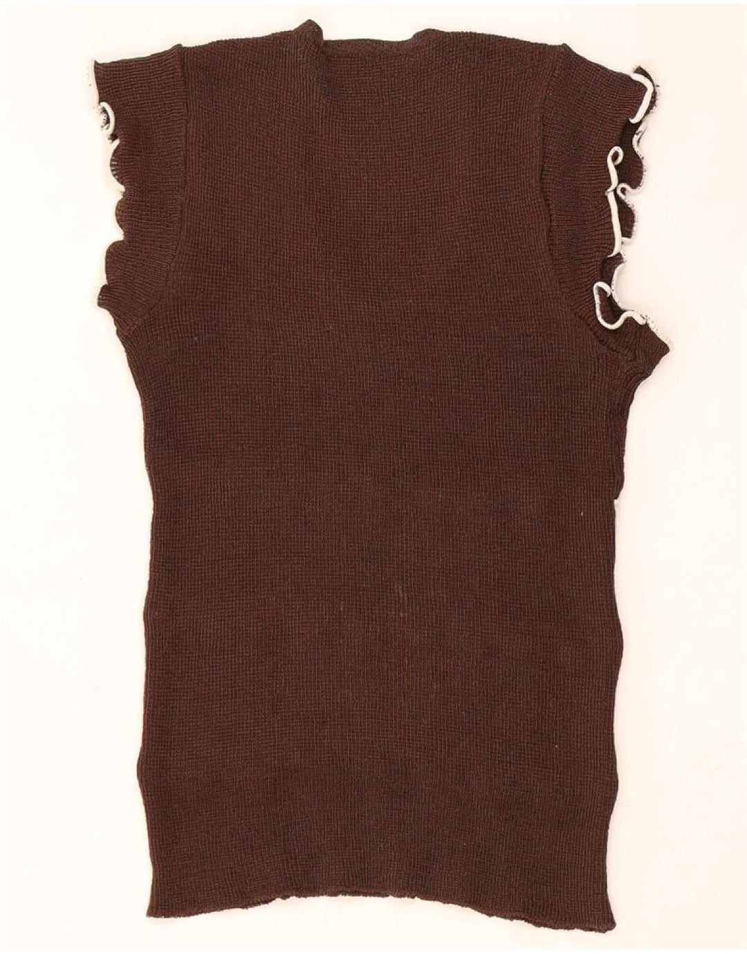 Vintage damski podkoszulek z kamizelką UK 8, mały brązowy blok kolorów