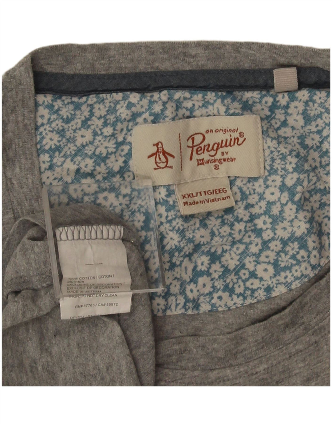 Koszulka męska Penguin Top 2XL Szara, bawełniana w kwiaty