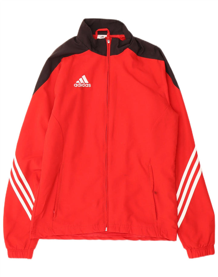 Adidas Męska bluza dresowa, mała czerwona, poliestrowa z blokami kolorów
